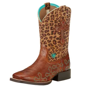 Ariat Children Girls Cheetah Cowboy Boots Sz 5