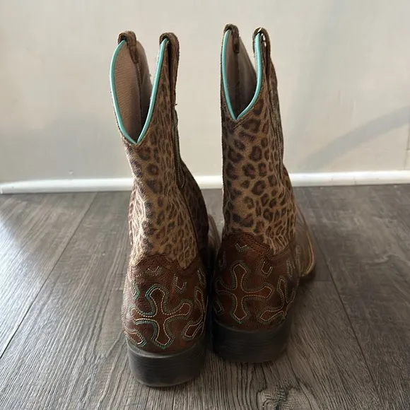 Ariat Children Girls Cheetah Cowboy Boots Sz 5