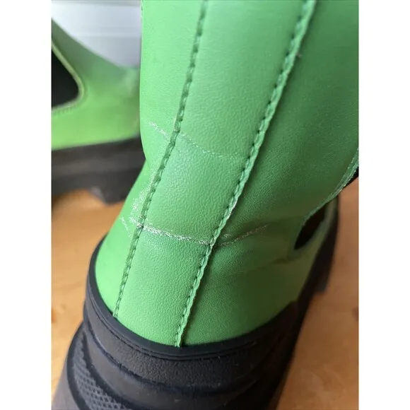 ASOS DESIGN Chunky Chelsea Boots EU 38 Mens 6 Womens 7.5-8 Neon Green Black