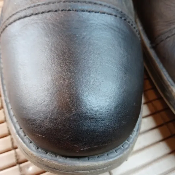 Aston Grey Collection &quot;Bowers&quot; Genuine Brown Leather and suede Cap toe side zip
