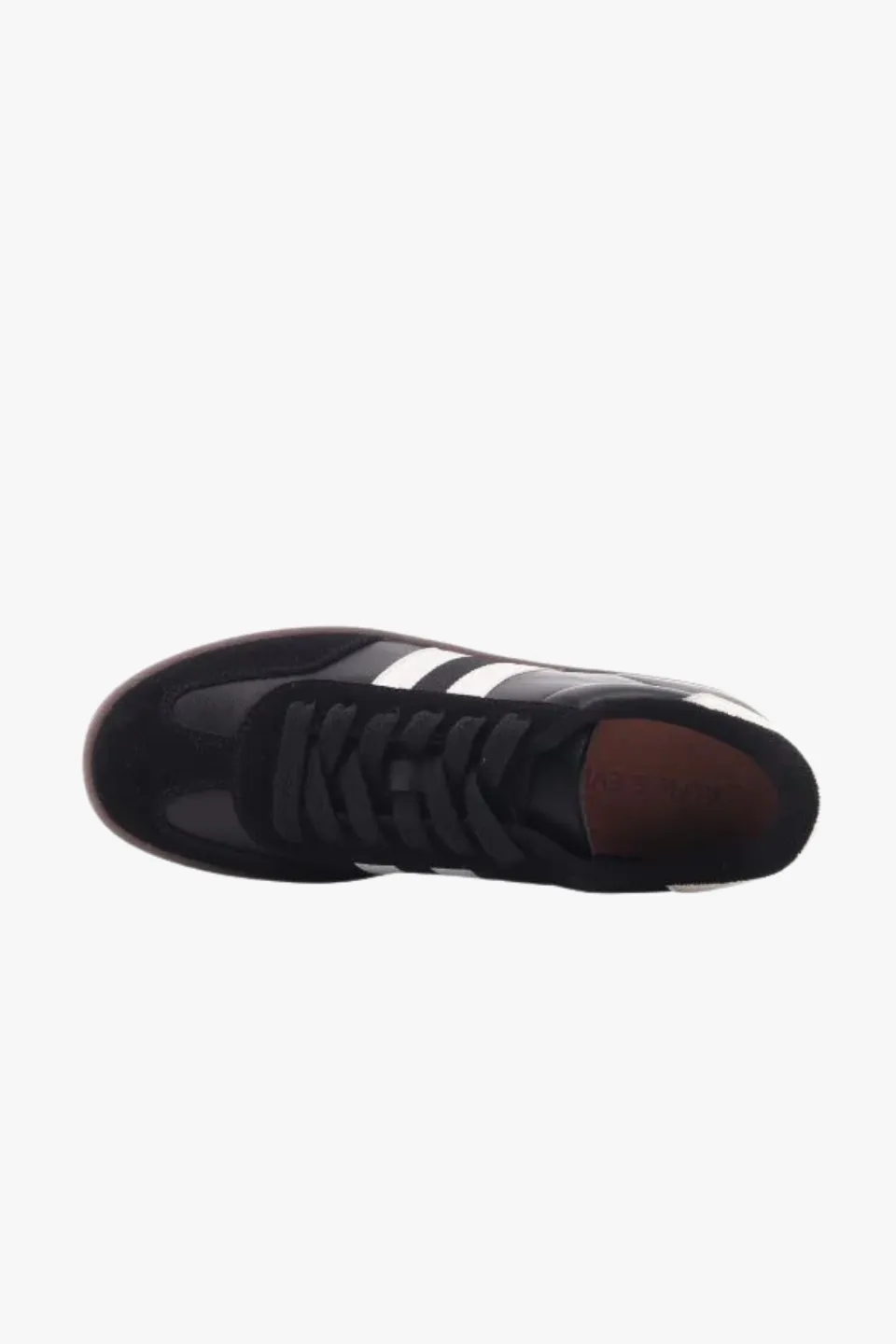 Attitude Black Double White Stripe Leather Sneaker