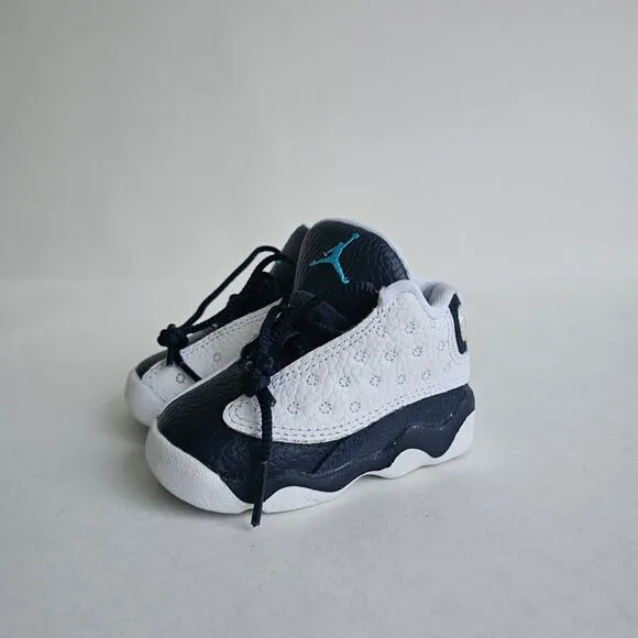 Baby Jordan 13 Retro TD Sneakers Size 4C White Leather Blue Shoes Nike Air