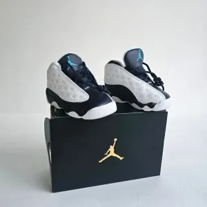 Baby Jordan 13 Retro TD Sneakers Size 4C White Leather Blue Shoes Nike Air