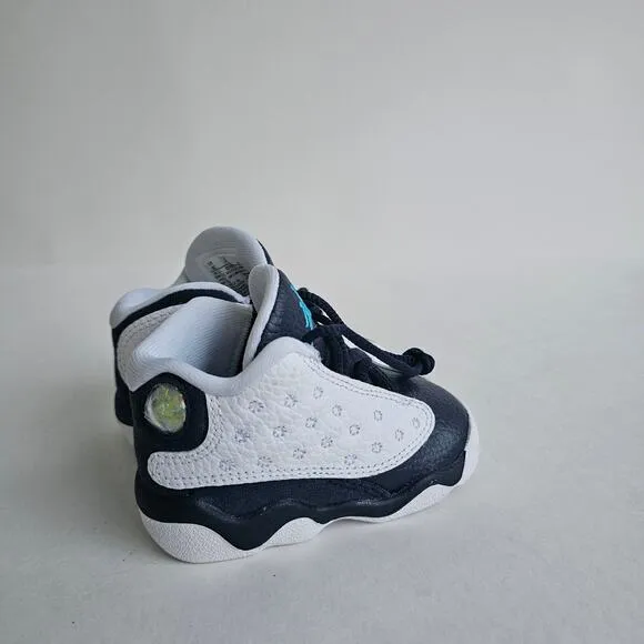 Baby Jordan 13 Retro TD Sneakers Size 4C White Leather Blue Shoes Nike Air