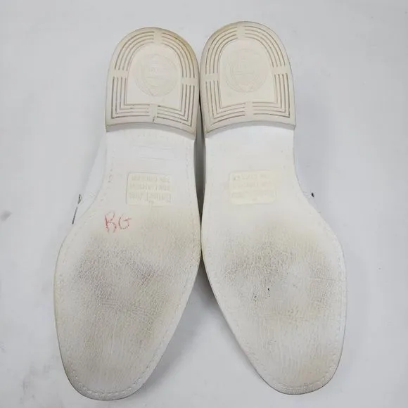 Bates Leather Mocassins Mens 9 Wide White Stitched Almond Toe Shoes