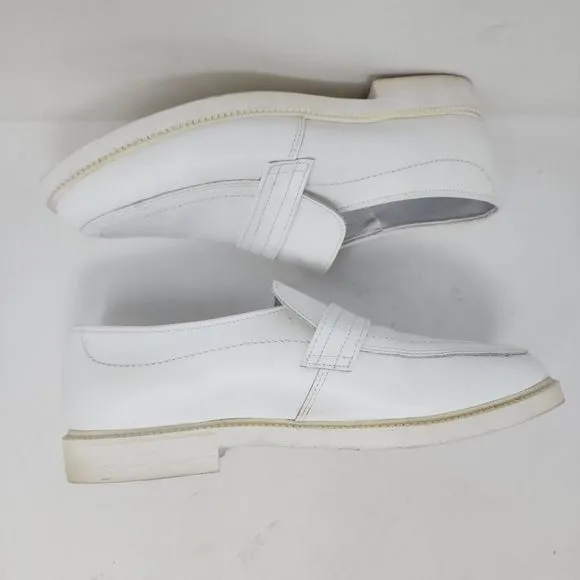 Bates Leather Mocassins Mens 9 Wide White Stitched Almond Toe Shoes