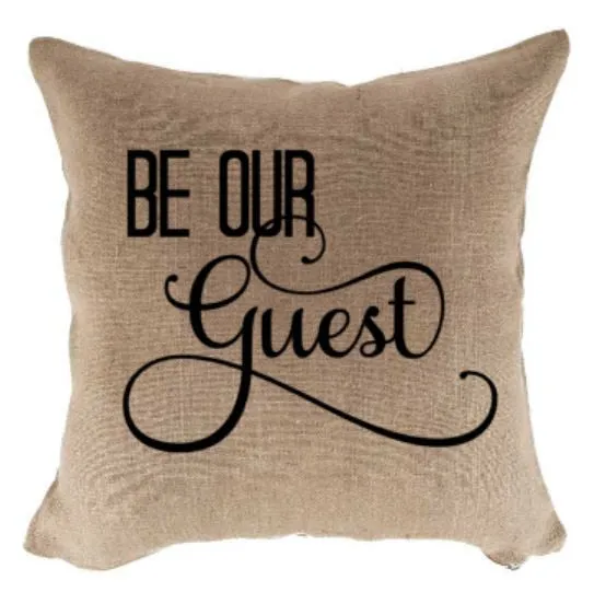 Be Our Guest Natural Jute Pillow Cover/Case 18 inch
