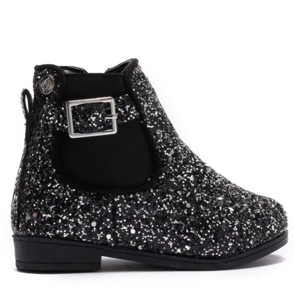 Bebe Girl’s Black Glitter Boots - $89 New in Box!