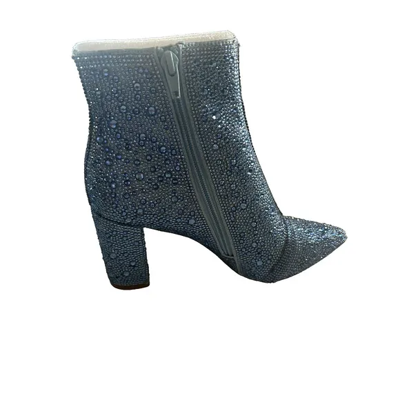 Betsy Johnson SB Cady Rhinestone Ankle Boots Booties Size 6 Light Blue NEW