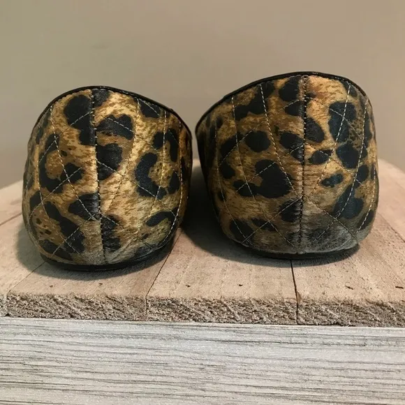 Beverly Feldman Leopard Black Patent Leather Flats