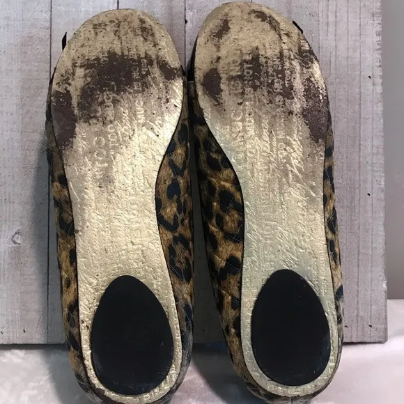 Beverly Feldman Leopard Black Patent Leather Flats