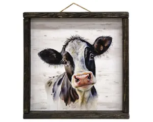 Black & white country cow portrait print