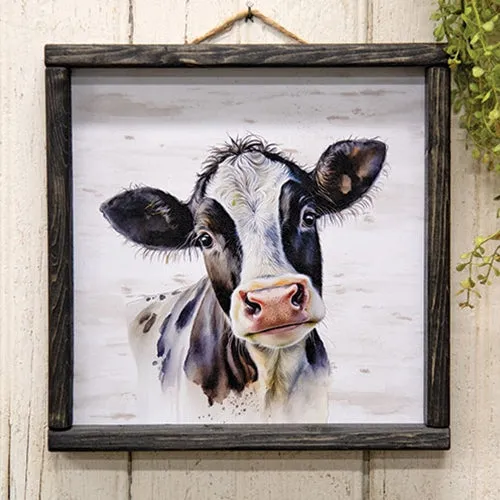 Black & white country cow portrait print
