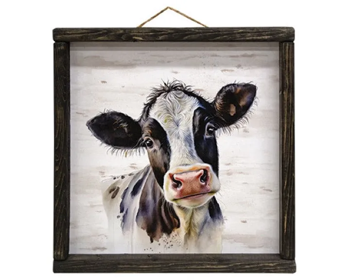 Black & white country cow portrait print