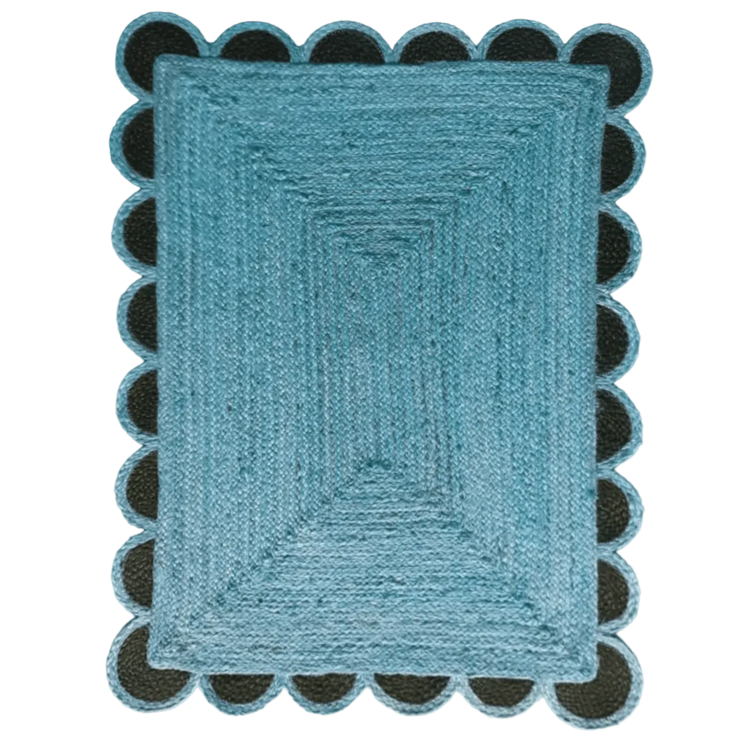 Black and Blue Scallop Jute Rug