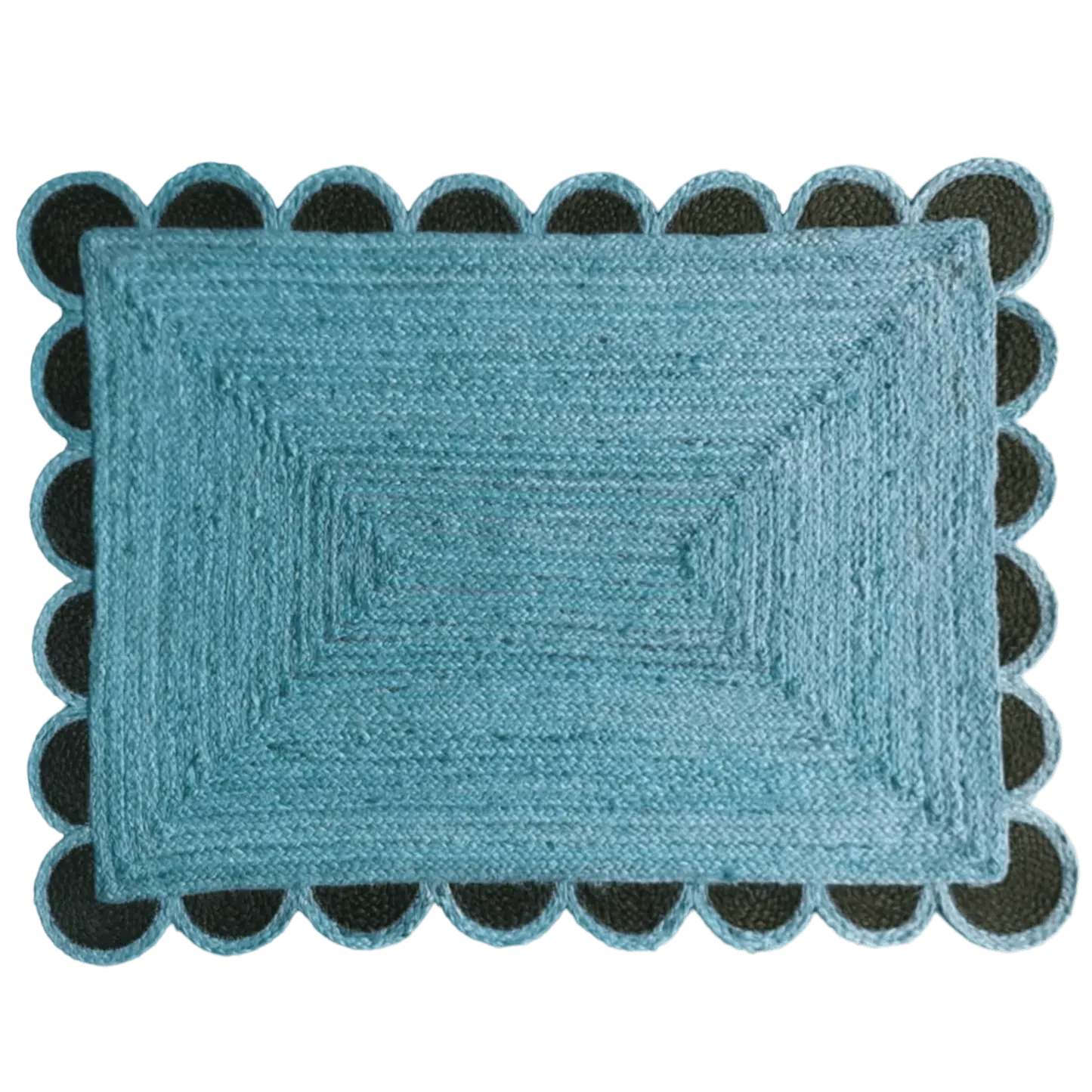 Black and Blue Scallop Jute Rug