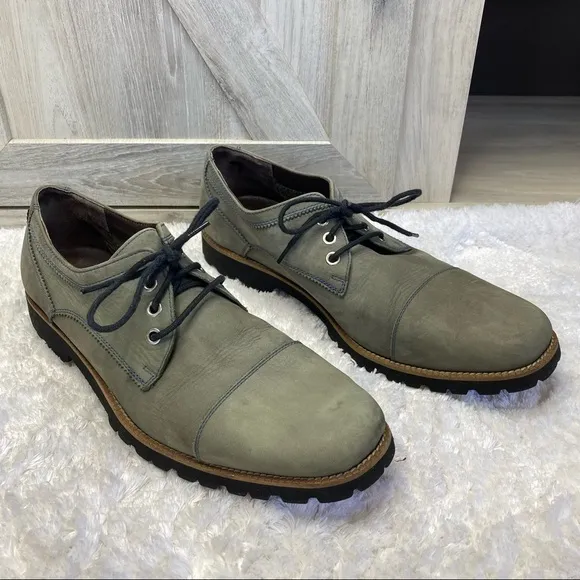 BOND DUNN VIBRAM Canada Gray Nubuck Leather Blue Stitch Cap Toe Oxford 10 RARE