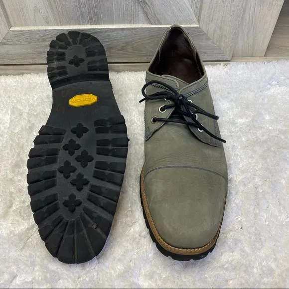 BOND DUNN VIBRAM Canada Gray Nubuck Leather Blue Stitch Cap Toe Oxford 10 RARE