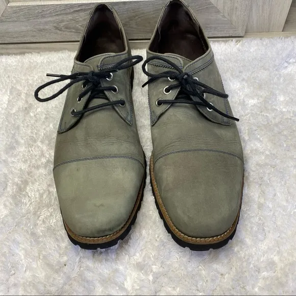 BOND DUNN VIBRAM Canada Gray Nubuck Leather Blue Stitch Cap Toe Oxford 10 RARE