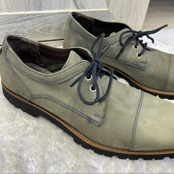 BOND DUNN VIBRAM Canada Gray Nubuck Leather Blue Stitch Cap Toe Oxford 10 RARE