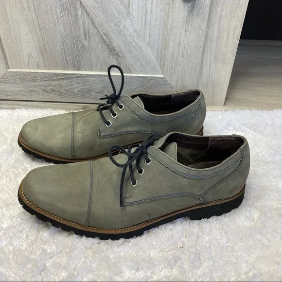 BOND DUNN VIBRAM Canada Gray Nubuck Leather Blue Stitch Cap Toe Oxford 10 RARE