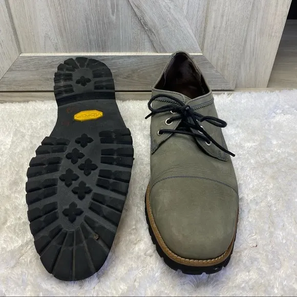 BOND DUNN VIBRAM Canada Gray Nubuck Leather Blue Stitch Cap Toe Oxford 10 RARE