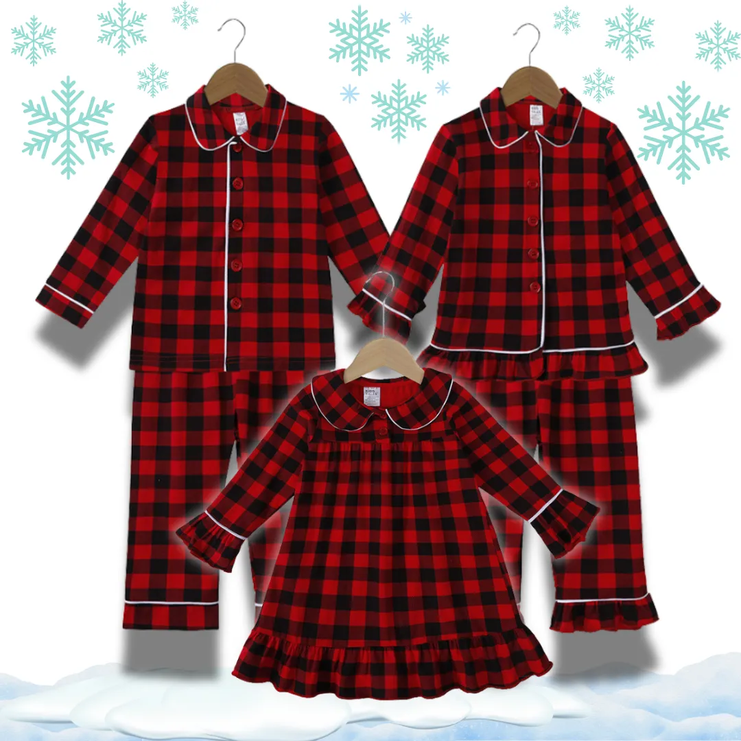 Boy's Christmas Red Check Pyjamas