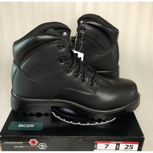 Brahma Escott Men's Soft Toe 6&quot; Black Work Boot Slip &amp; Oil Resistant Size 7W/25W