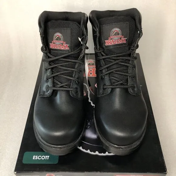 Brahma Escott Men's Soft Toe 6&quot; Black Work Boot Slip &amp; Oil Resistant Size 7W/25W
