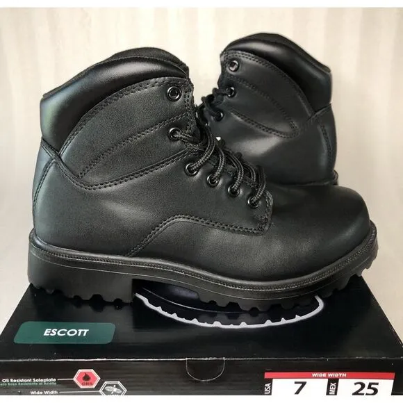 Brahma Escott Men's Soft Toe 6&quot; Black Work Boot Slip &amp; Oil Resistant Size 7W/25W