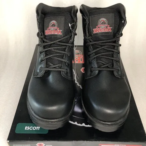 Brahma Escott Men's Soft Toe 6&quot; Black Work Boot Slip &amp; Oil Resistant Size 7W/25W