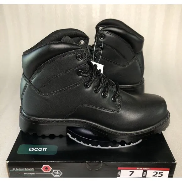 Brahma Escott Men's Soft Toe 6&quot; Black Work Boot Slip &amp; Oil Resistant Size 7W/25W