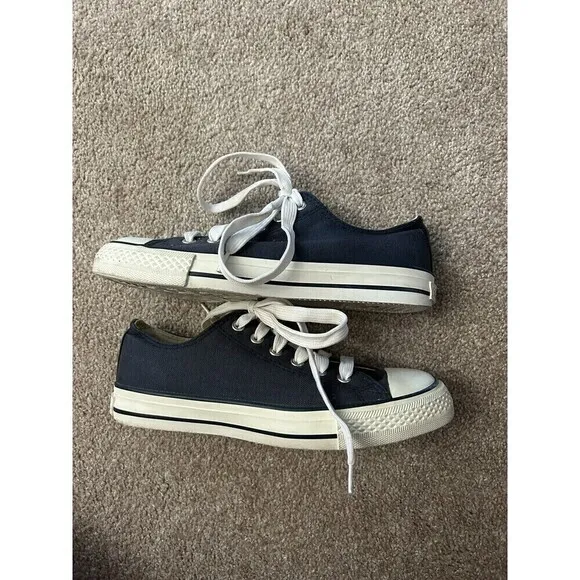 Brooks Brothers Navy Blue Canvas Lace Up Casual Sneakers Mens Size 7