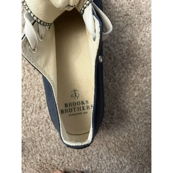 Brooks Brothers Navy Blue Canvas Lace Up Casual Sneakers Mens Size 7