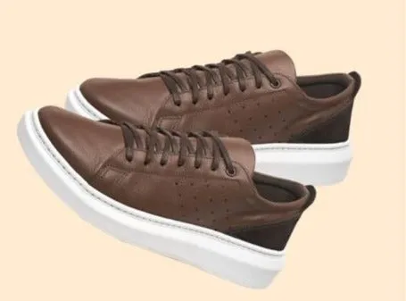 Brown and White Leather Sneakers
