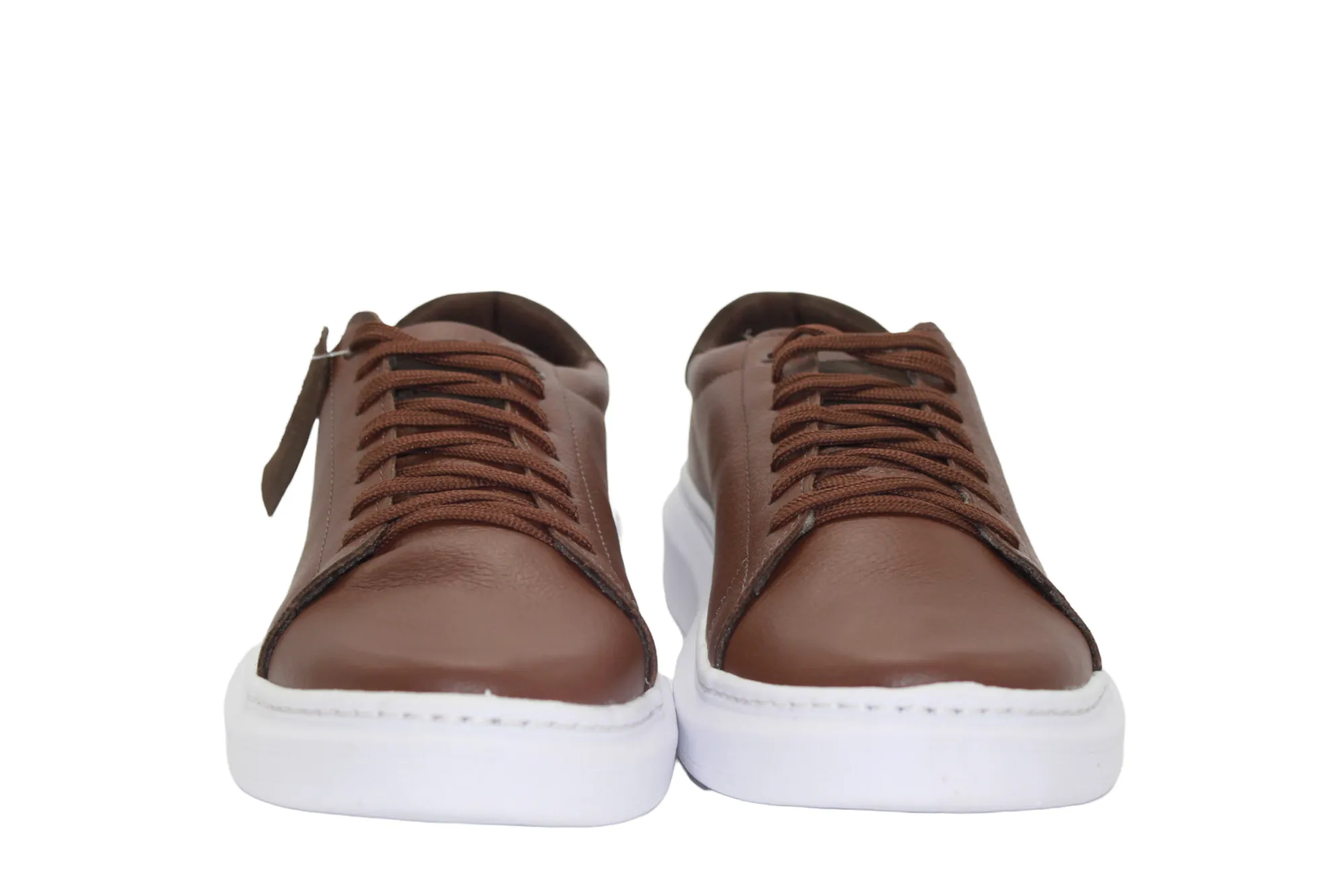 Brown and White Leather Sneakers