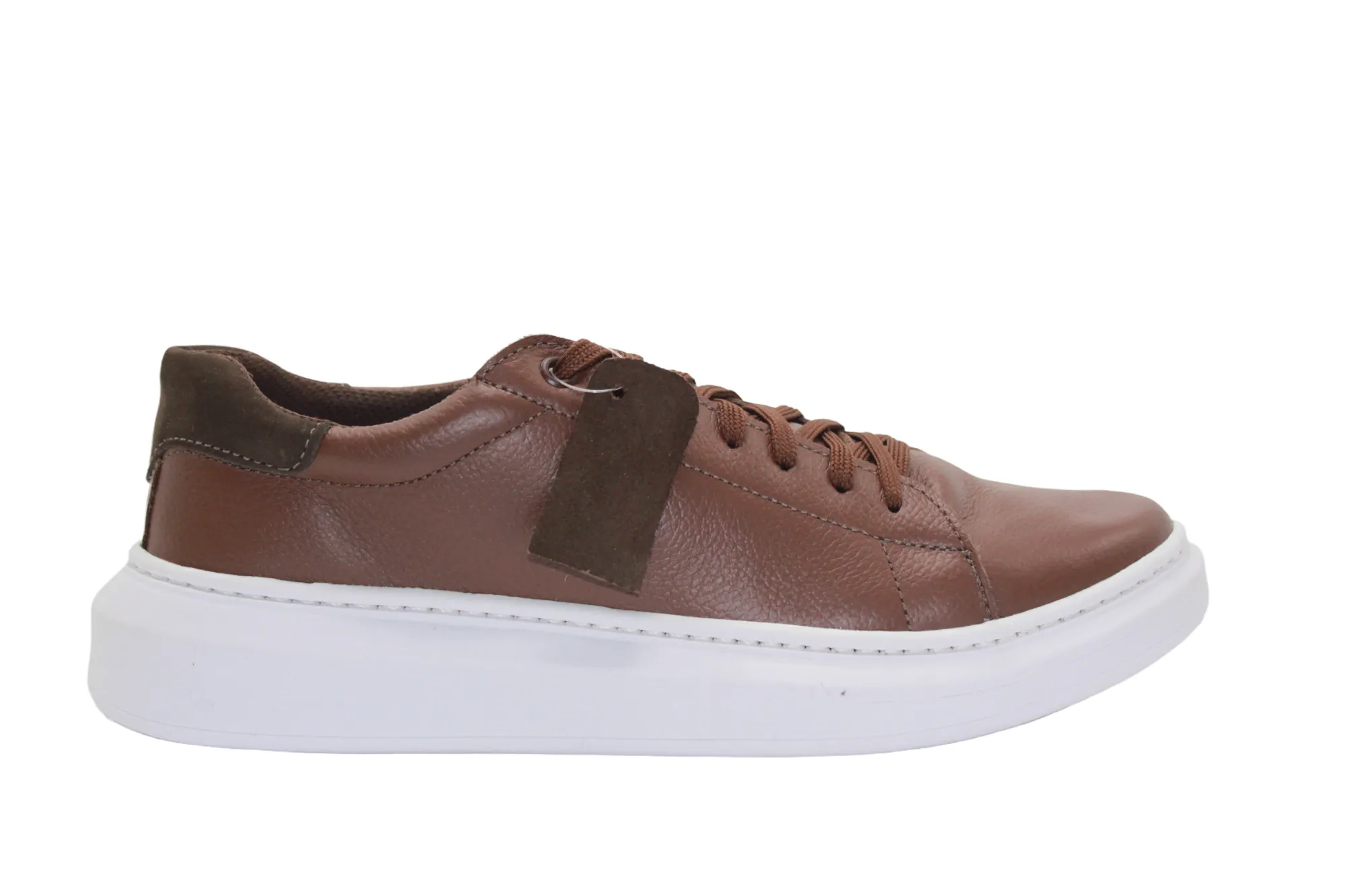 Brown and White Leather Sneakers