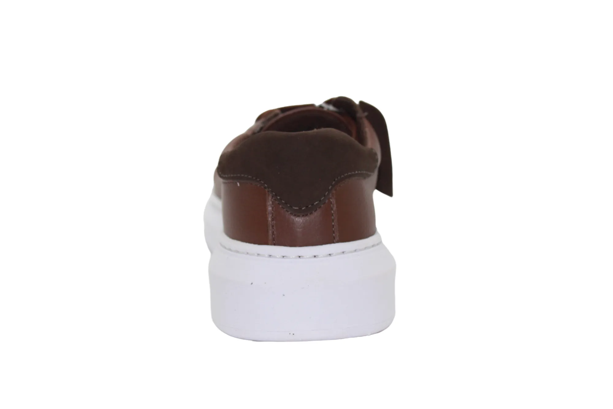 Brown and White Leather Sneakers