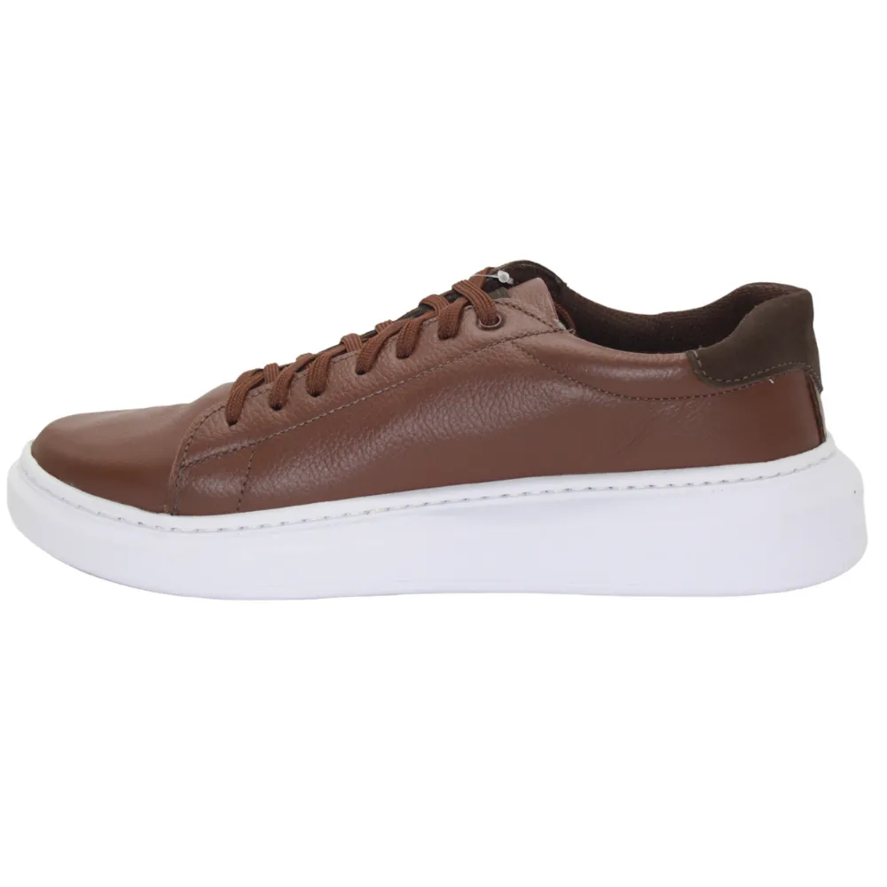 Brown and White Leather Sneakers