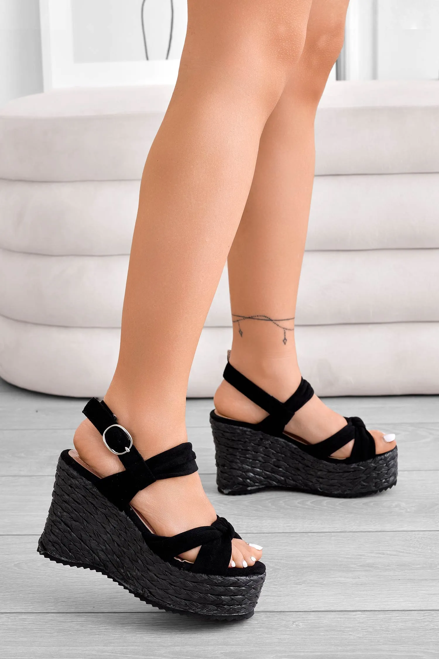 BURGOS - Sandali espadrilles neri fasciati