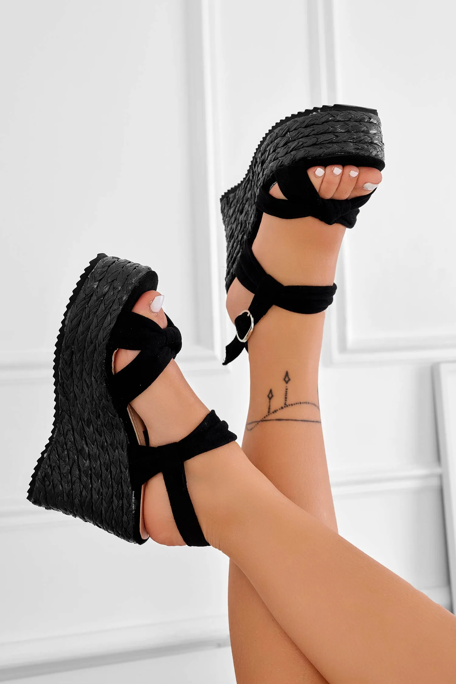 BURGOS - Sandali espadrilles neri fasciati