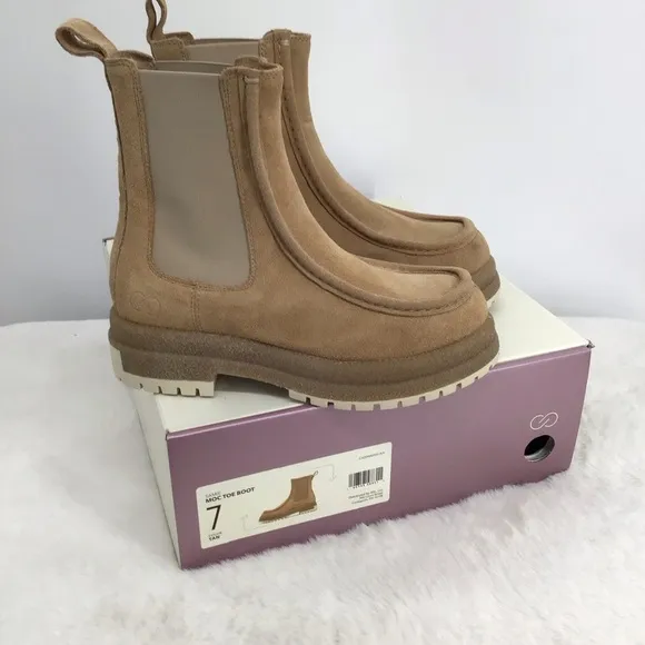 CALIA SAMIE Moc Toe Pull-On Style Suede Leather Boots NWT Tan Winter Size 7