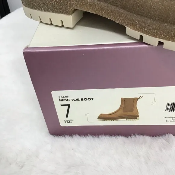 CALIA SAMIE Moc Toe Pull-On Style Suede Leather Boots NWT Tan Winter Size 7
