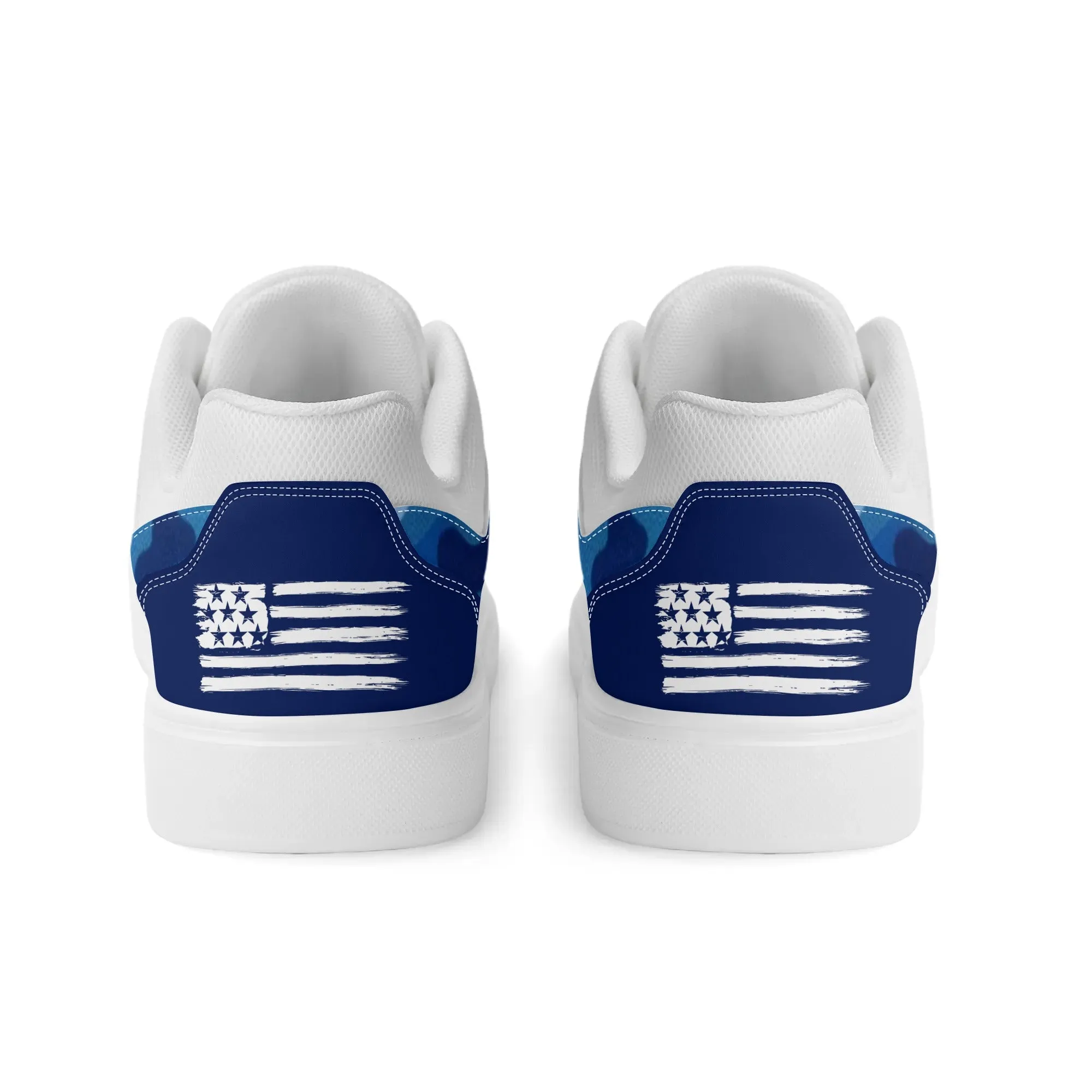 Camouflage PU Leather Low Top Skateboard Shoes with Flag Graphic