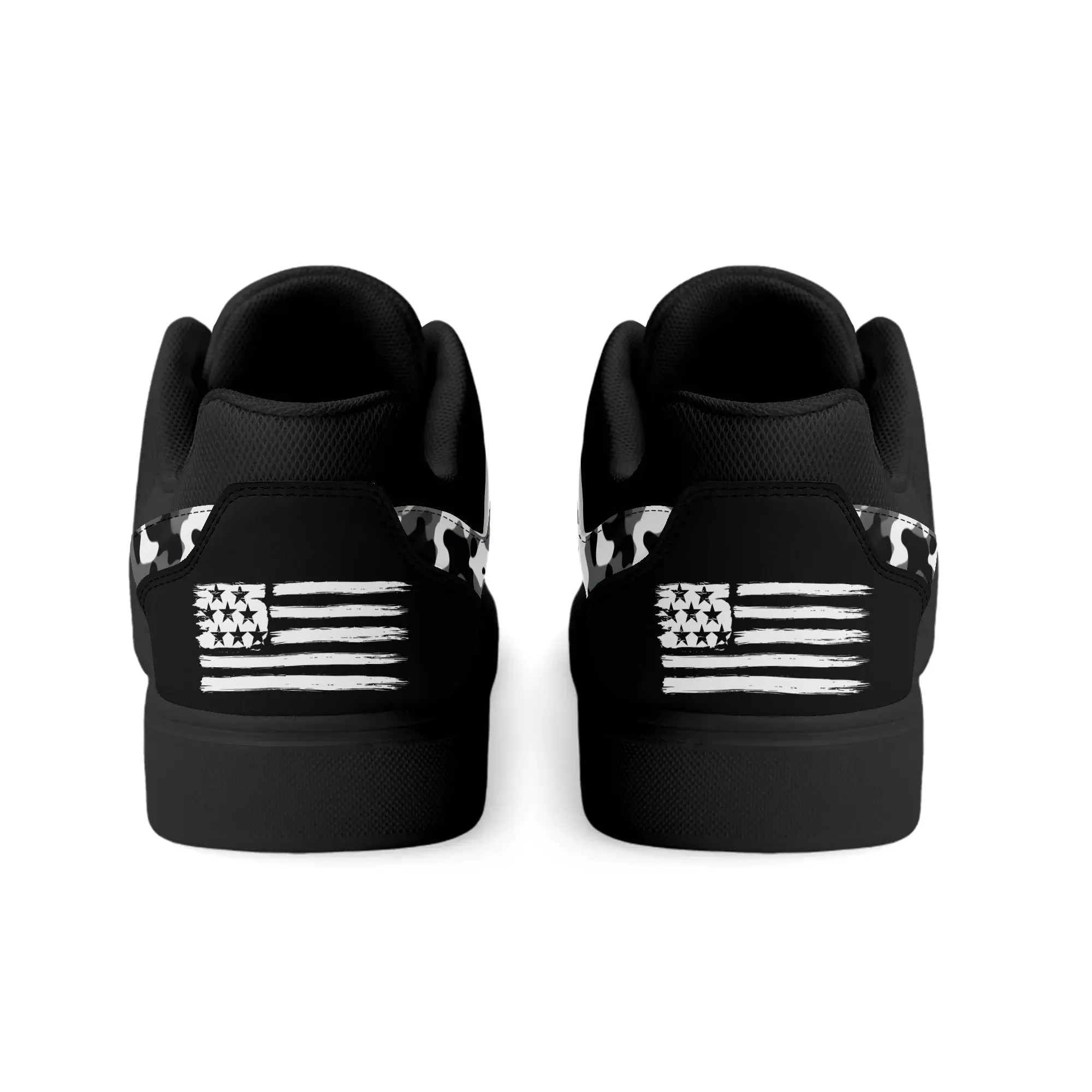 Camouflage PU Leather Low Top Skateboard Shoes with Flag Graphic
