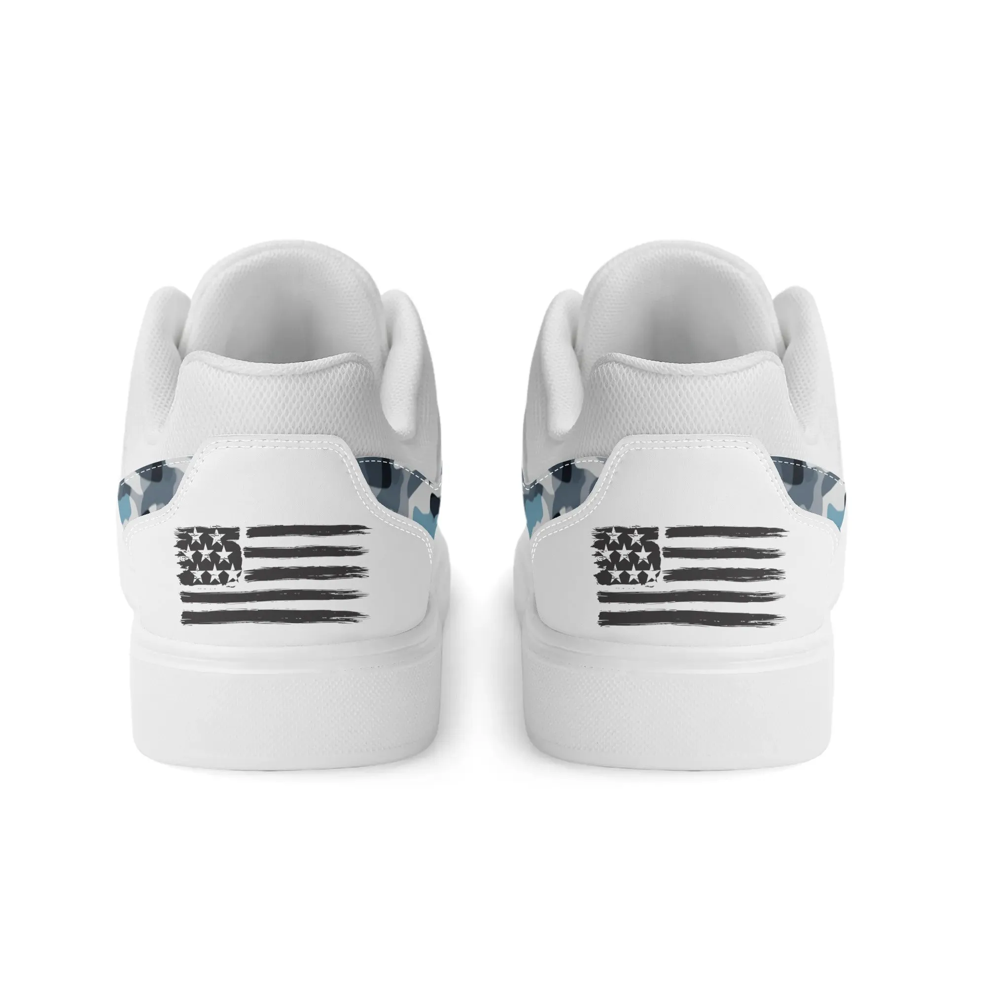 Camouflage PU Leather Low Top Skateboard Shoes with Flag Graphic