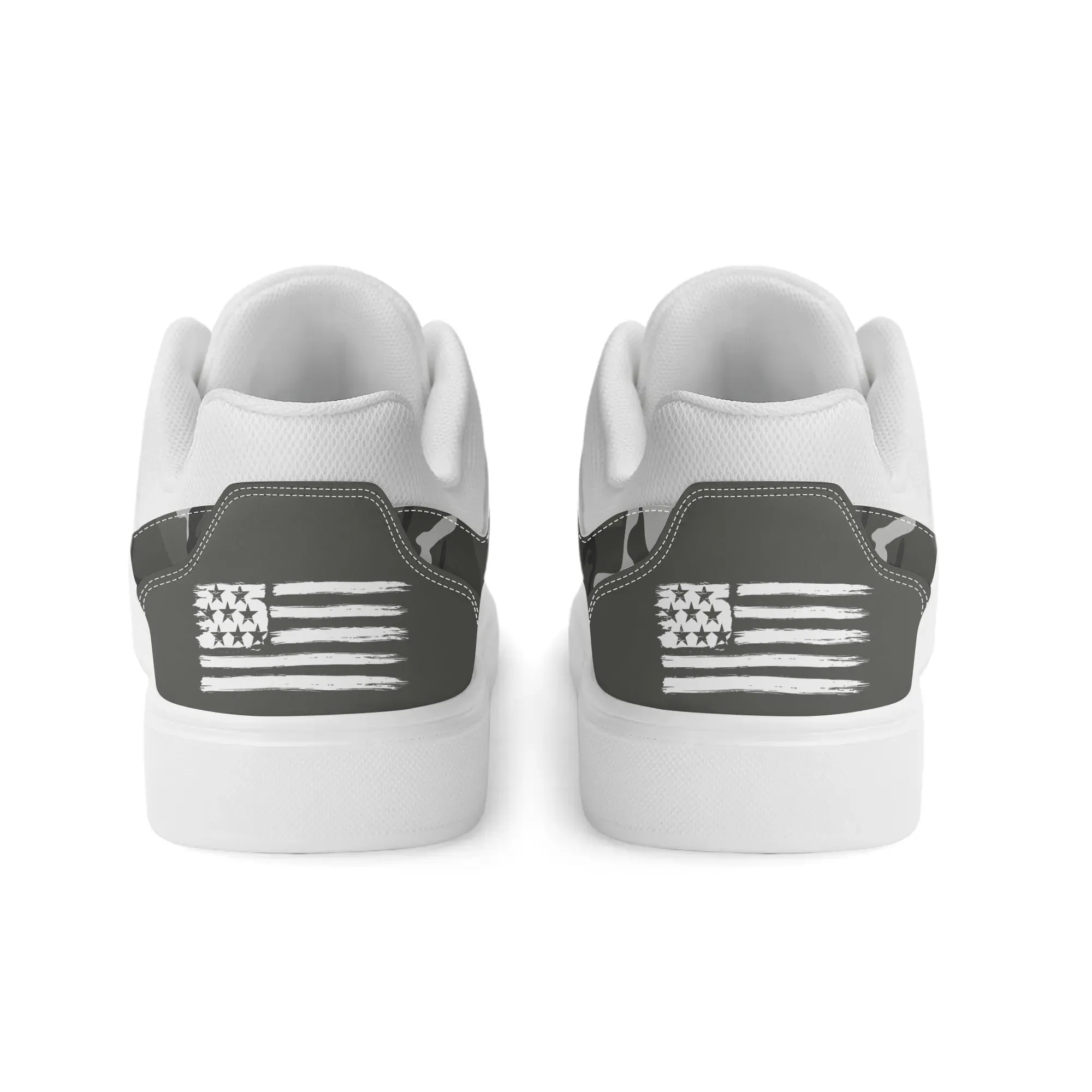 Camouflage PU Leather Low Top Skateboard Shoes with Flag Graphic