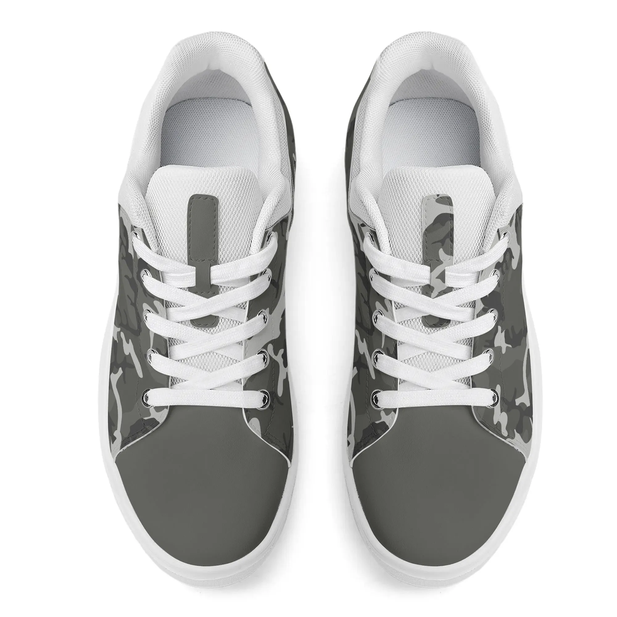 Camouflage PU Leather Low Top Skateboard Shoes with Flag Graphic