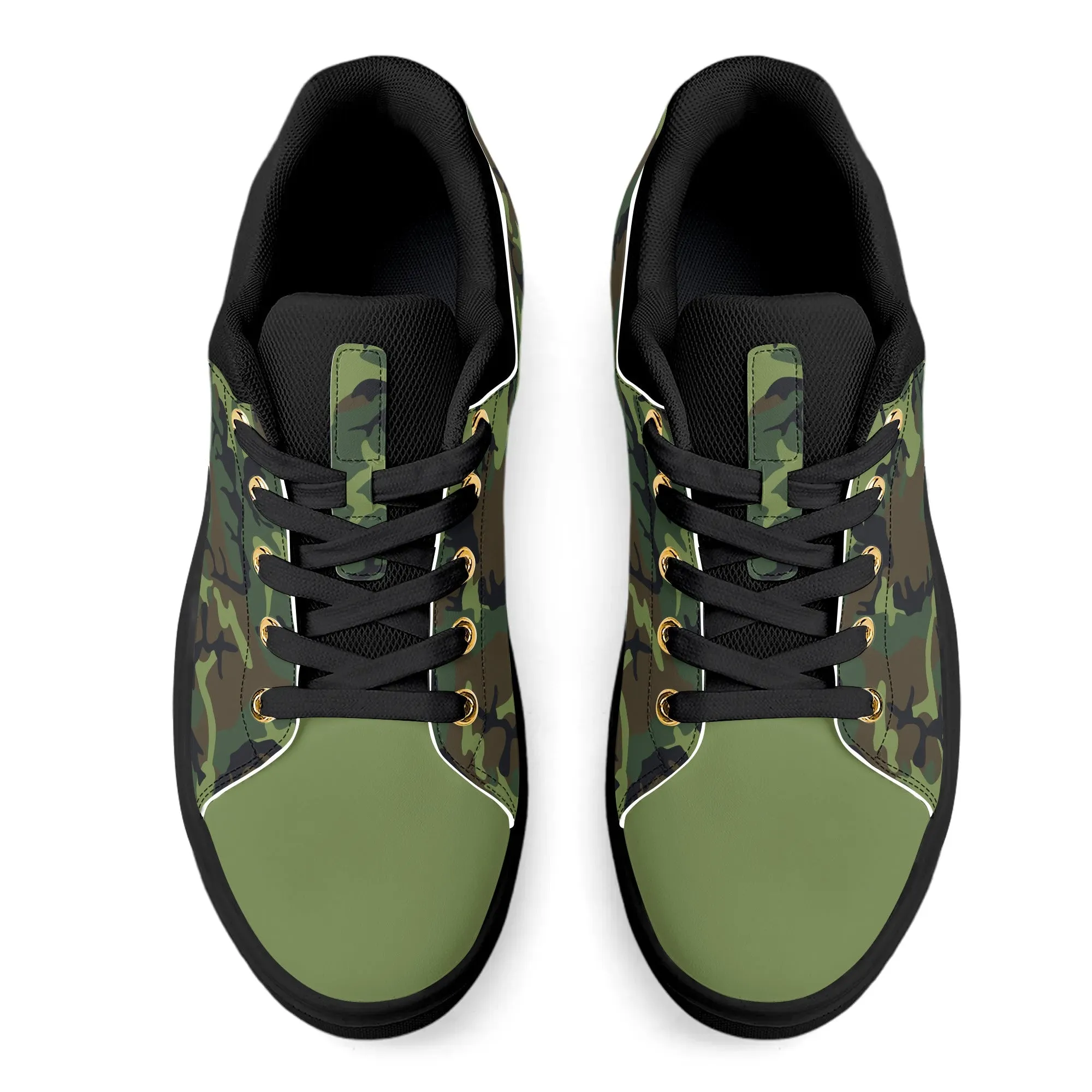 Camouflage PU Leather Low Top Skateboard Shoes with Flag Graphic
