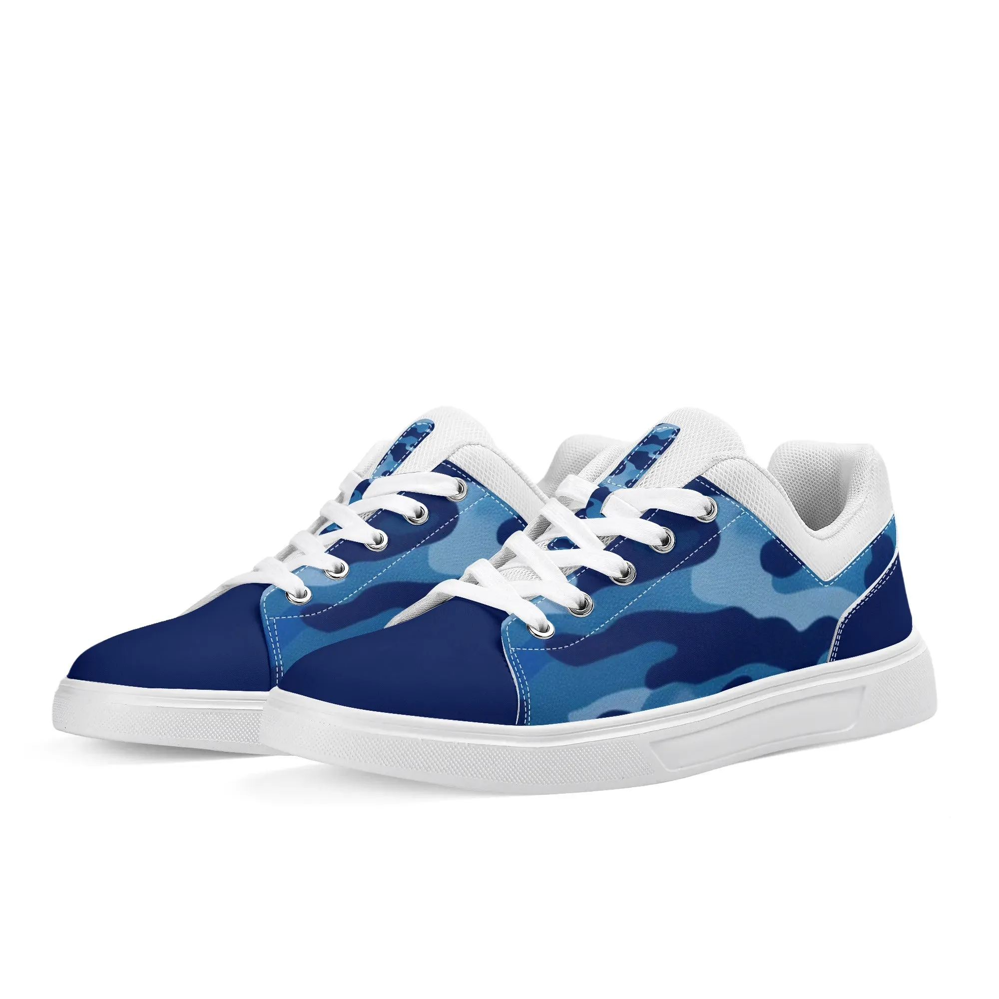Camouflage PU Leather Low Top Skateboard Shoes with Flag Graphic